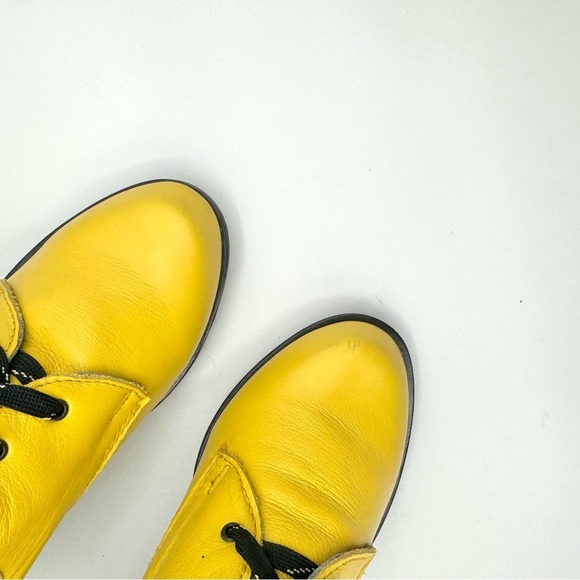 LEATHER YELLOW ANKLE BOOTS WEDGE PLATFORM BOOTS RUBBER SOLE LACE UP BOOTS SIZE 6 - Picture 14 of 16